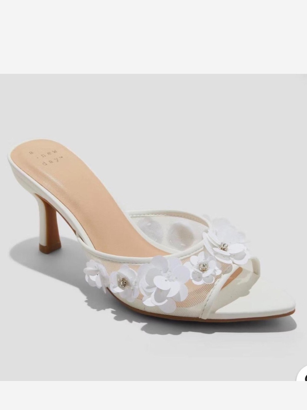 a new day White Floral Appliqué Mesh Slide Mules